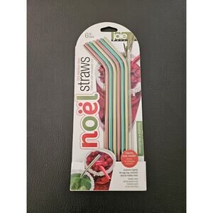 Joie Kitchen Gadgets Christmas Stainless Steel Straws Coloured, NOEL CHRISTMAS